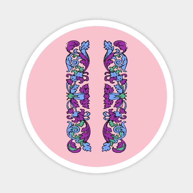 Colorful flower ornamental emblem Magnet by Creative Art Store